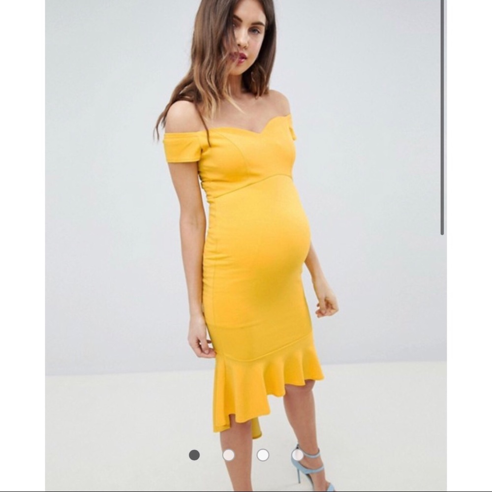 Queen Bee Off Shoulder Ruffle Midi Dress
